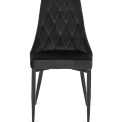 Krzesła Tapicerowane|Krzesła></noscript>MEBEL ELITE Krzesło tapicerowane do jadalni czarne welurowe CORIO czarny