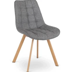 Krzesła Tapicerowane|Krzesła></noscript>MEBEL ELITE Krzesło tapicerowane do jadalni pikowane szare KAMIA