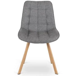 Krzesła Tapicerowane|Krzesła></noscript>MEBEL ELITE Krzesło tapicerowane do jadalni pikowane szare KAMIA