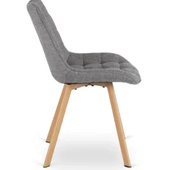 Krzesła Tapicerowane|Krzesła></noscript>MEBEL ELITE Krzesło tapicerowane do jadalni pikowane szare KAMIA