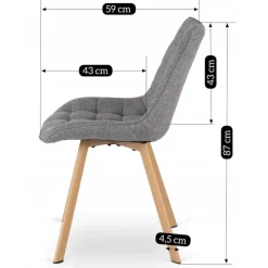 Krzesła Tapicerowane|Krzesła></noscript>MEBEL ELITE Krzesło tapicerowane do jadalni pikowane szare KAMIA