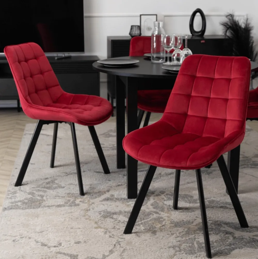 Krzesła Tapicerowane|Krzesła>MEBEL ELITE Krzesło tapicerowane do jadalni bordowe welurowe RILLO Czerwienie i bordo