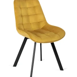 Krzesła Tapicerowane>MEBEL ELITE Krzesło tapicerowane do jadalni welurowe musztardowe RILLO Żółty i pomarańczowy