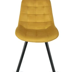 Krzesła Tapicerowane>MEBEL ELITE Krzesło tapicerowane do jadalni welurowe musztardowe RILLO Żółty i pomarańczowy