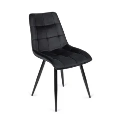 Krzesła Tapicerowane|Krzesła>MEBEL ELITE Krzesło tapicerowane do jadalni welurowe czarne RITO
