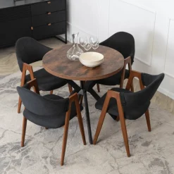 Krzesła Tapicerowane>MEBEL ELITE Krzesło tapicerowane do jadalni orzech RUVI czarny