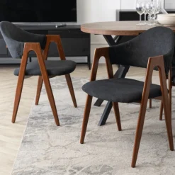 Krzesła Tapicerowane></noscript>MEBEL ELITE Krzesło tapicerowane do jadalni orzech RUVI czarny