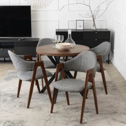 Krzesła|Krzesła Tapicerowane>MEBEL ELITE Krzesło tapicerowane do jadalni orzech RUVI szary