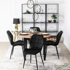 Krzesła Tapicerowane|Krzesła>MEBEL ELITE Krzesło tapicerowane do salonu welurowe czarne LAVIO