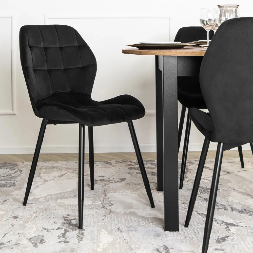 Krzesła Tapicerowane|Krzesła>MEBEL ELITE Krzesło tapicerowane do salonu welurowe czarne LAVIO