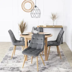 Krzesła Tapicerowane|Krzesła>MEBEL ELITE Krzesło welurowe tapicerowane do jadalni szare RUFIO