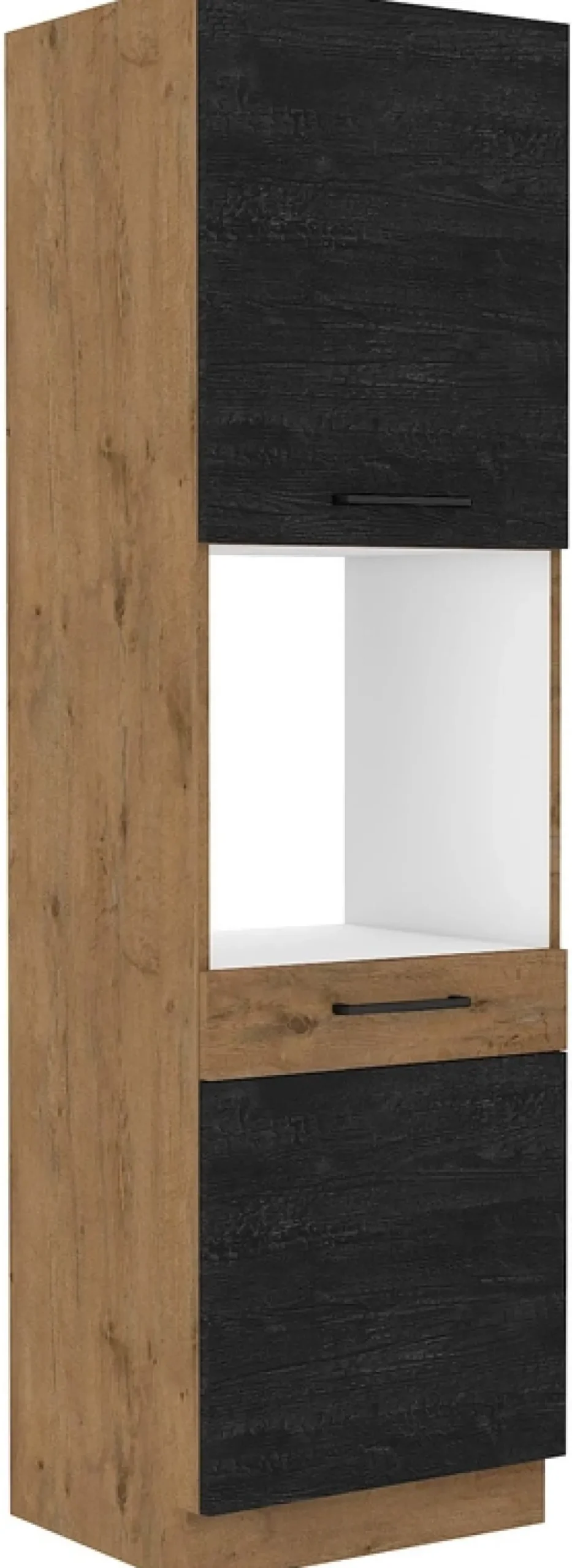 Meble Kuchenne>Lempert Kuchenny słupek z półkami do zabudowy piekarnika 60 cm VIKI ciemne drewno