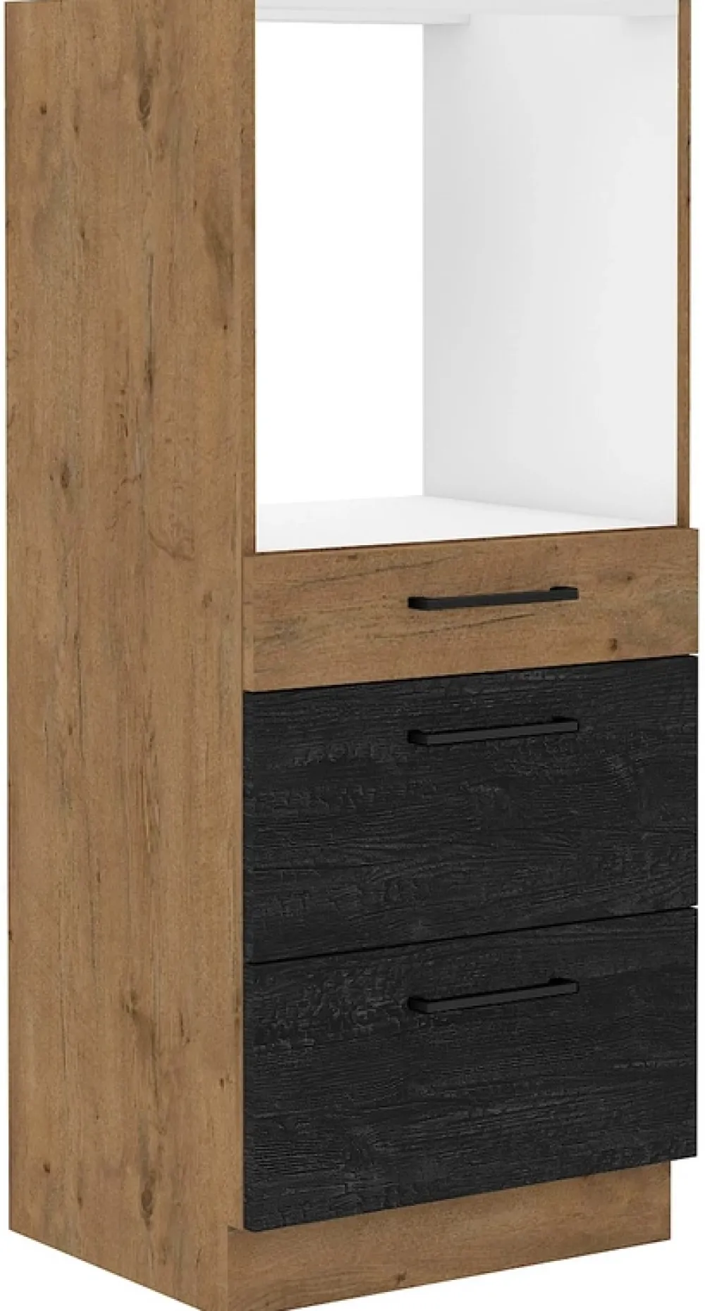 Meble Kuchenne>Lempert Kuchenny słupek z szufladami do zabudowy piekarnika 60 cm VIKI ciemne drewno