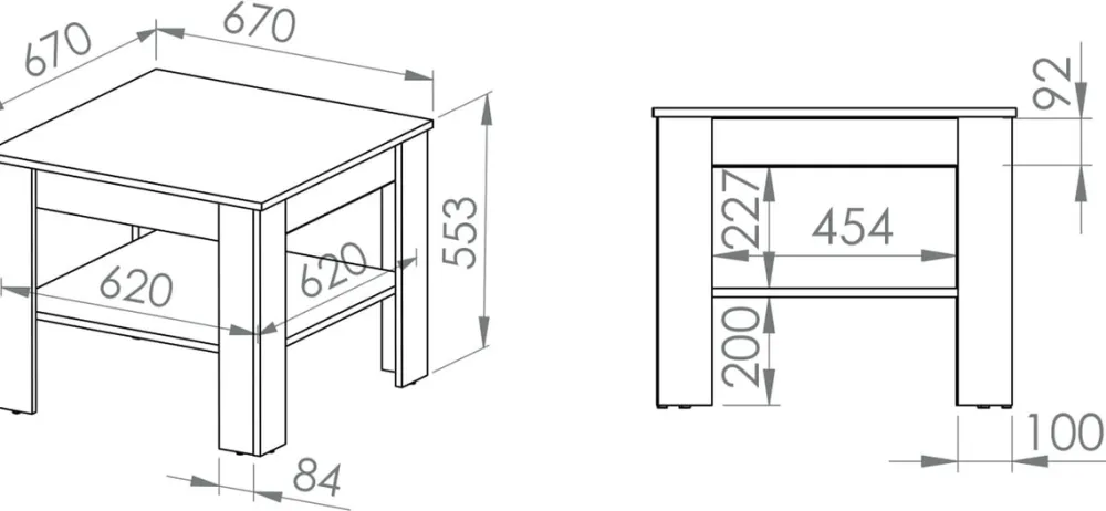 Zestawy Mebli Młodzieżowych|Ławy I Stoliki>ML Meble Kwadratowy stolik kawowy do salonu 67x67 cm BLANCO