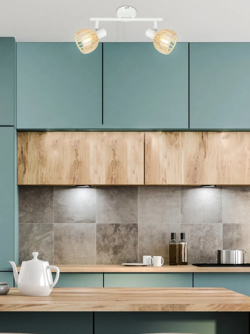 Oświetlenie Przedpokoju|Oświetlenie Jadalni>Candellux Lighting Lampa ścienna listwa 2X25W E14 biały + drewno ATARRI