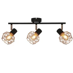 Oświetlenie Przedpokoju|Oświetlenie Jadalni>Candellux Lighting Lampa ścienna sufitowa listwa potrójna czarna klosz miedziany Acrobat