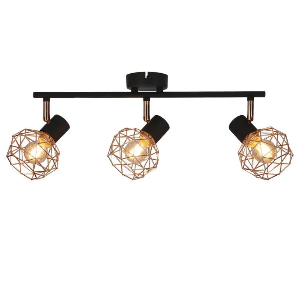 Oświetlenie Przedpokoju|Oświetlenie Jadalni>Candellux Lighting Lampa ścienna sufitowa listwa potrójna czarna klosz miedziany Acrobat