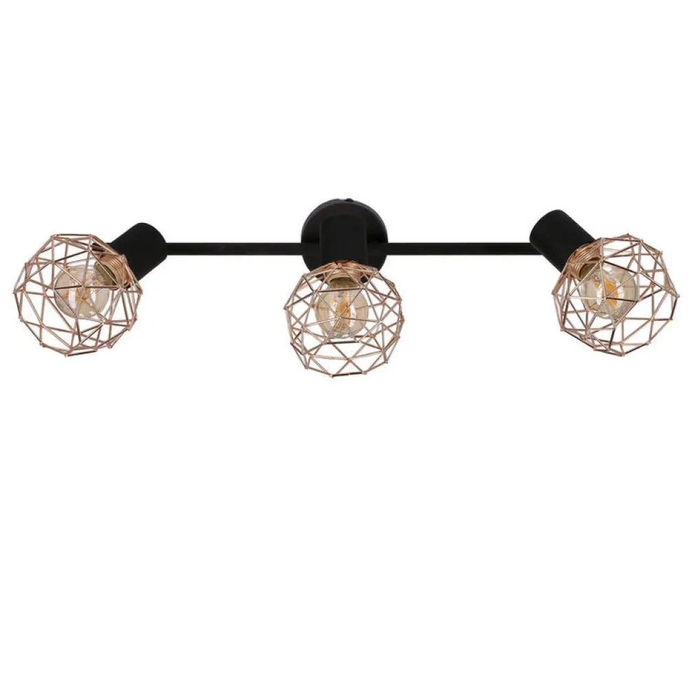 Oświetlenie Przedpokoju|Oświetlenie Jadalni>Candellux Lighting Lampa ścienna sufitowa listwa potrójna czarna klosz miedziany Acrobat