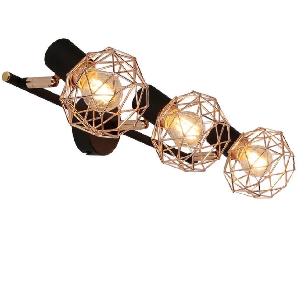 Oświetlenie Przedpokoju|Oświetlenie Jadalni>Candellux Lighting Lampa ścienna sufitowa listwa potrójna czarna klosz miedziany Acrobat