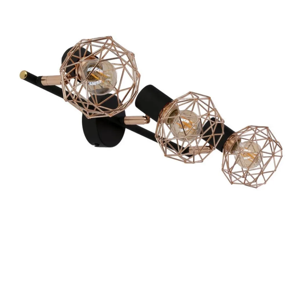 Oświetlenie Przedpokoju|Oświetlenie Jadalni>Candellux Lighting Lampa ścienna sufitowa listwa potrójna czarna klosz miedziany Acrobat