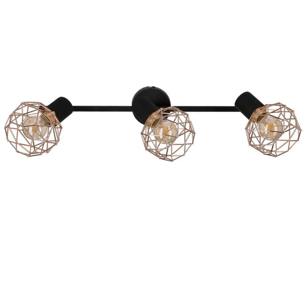 Oświetlenie Przedpokoju|Oświetlenie Jadalni>Candellux Lighting Lampa ścienna sufitowa listwa potrójna czarna klosz miedziany Acrobat