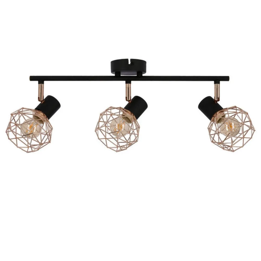 Oświetlenie Przedpokoju|Oświetlenie Jadalni>Candellux Lighting Lampa ścienna sufitowa listwa potrójna czarna klosz miedziany Acrobat