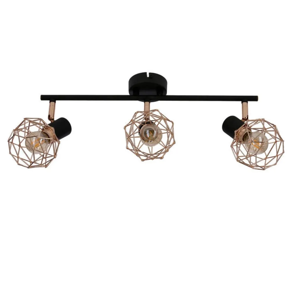 Oświetlenie Przedpokoju|Oświetlenie Jadalni>Candellux Lighting Lampa ścienna sufitowa listwa potrójna czarna klosz miedziany Acrobat