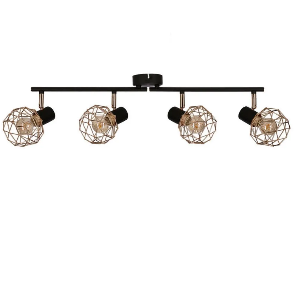 Oświetlenie Przedpokoju|Oświetlenie Jadalni>Candellux Lighting Lampa ścienna sufitowa listwa czarny klosz miedziany 4x40W E14 Acrobat