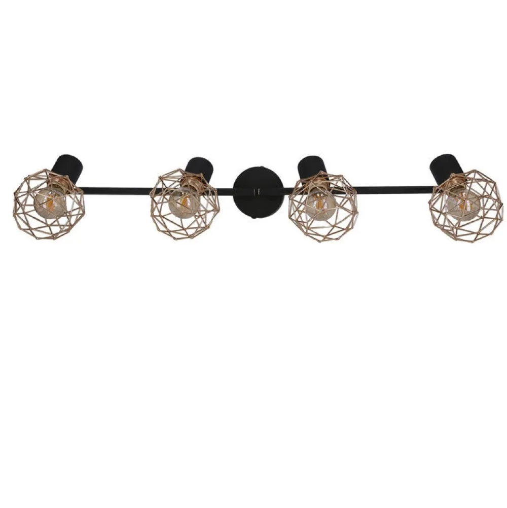 Oświetlenie Przedpokoju|Oświetlenie Jadalni>Candellux Lighting Lampa ścienna sufitowa listwa czarny klosz miedziany 4x40W E14 Acrobat