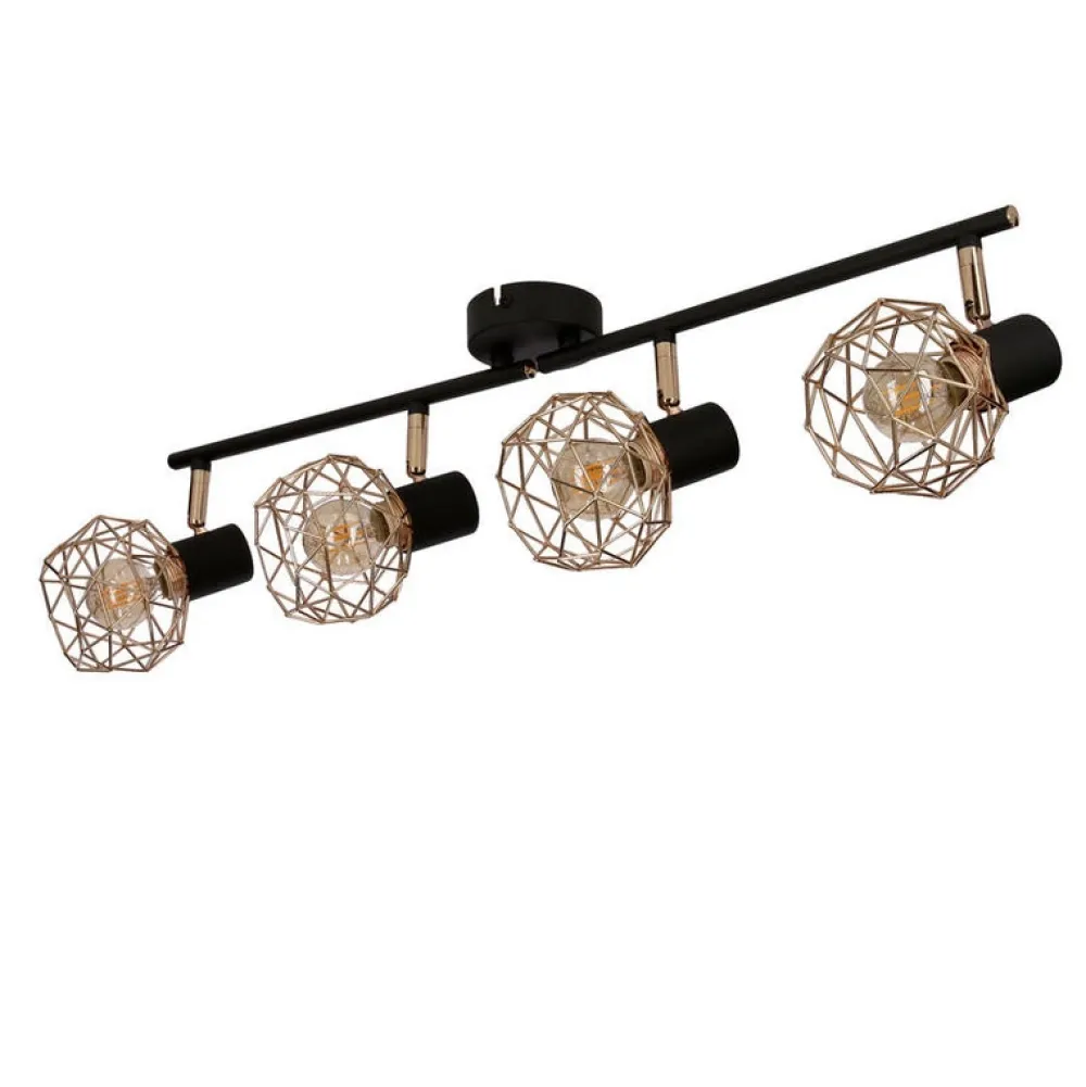 Oświetlenie Przedpokoju|Oświetlenie Jadalni>Candellux Lighting Lampa ścienna sufitowa listwa czarny klosz miedziany 4x40W E14 Acrobat