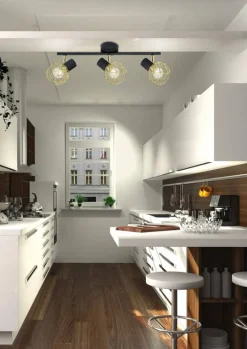 Oświetlenie Przedpokoju|Oświetlenie Jadalni>Candellux Lighting Lampa ścienna sufitowa listwa potrójna czarno-złota Acrobat