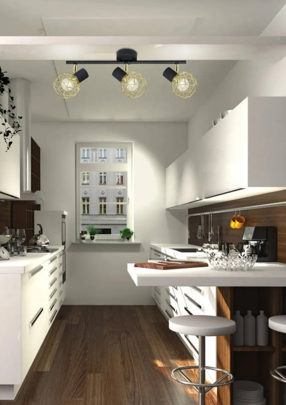 Oświetlenie Przedpokoju|Oświetlenie Jadalni>Candellux Lighting Lampa ścienna sufitowa listwa potrójna czarno-złota Acrobat