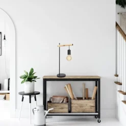 Oświetlenie Pokoju Dziecięcego|Oświetlenie Sypialni>Candellux Lighting Lampa gabinetowa biurkowa czarna drewno Izzy