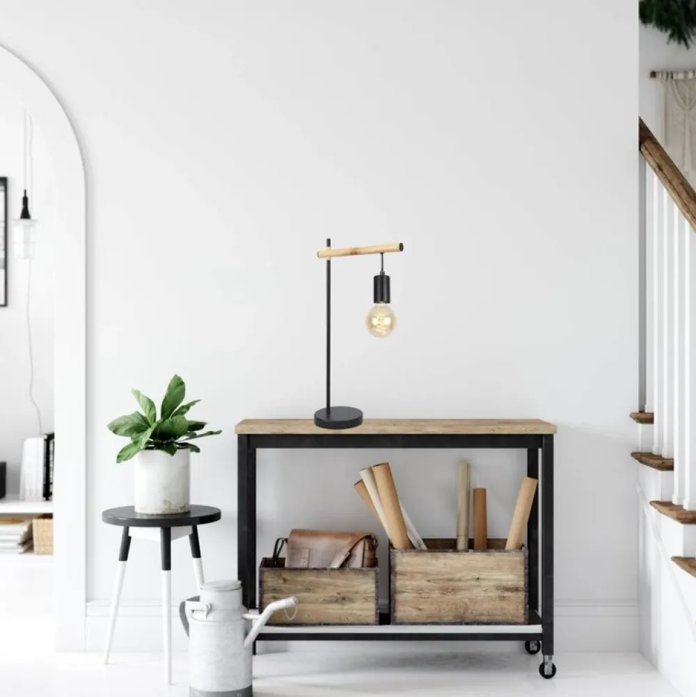 Oświetlenie Pokoju Dziecięcego|Oświetlenie Sypialni>Candellux Lighting Lampa gabinetowa biurkowa czarna drewno Izzy