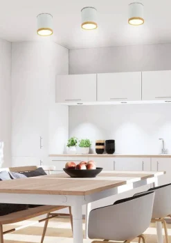 Lampy Sufitowe|Oświetlenie Przedpokoju>Candellux Lighting Lampa LED sufitowa biała z drewnianym dekorem