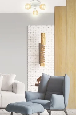 Oświetlenie Przedpokoju|Oświetlenie Jadalni>Candellux Lighting Lampa sufitowa Atarri plafon biały drewno 3xE14