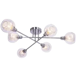 Oświetlenie Przedpokoju|Oświetlenie Jadalni>Candellux Lighting Lampa sufitowa chromowa szklany klosz z koszyczkiem 6x40W Dixi