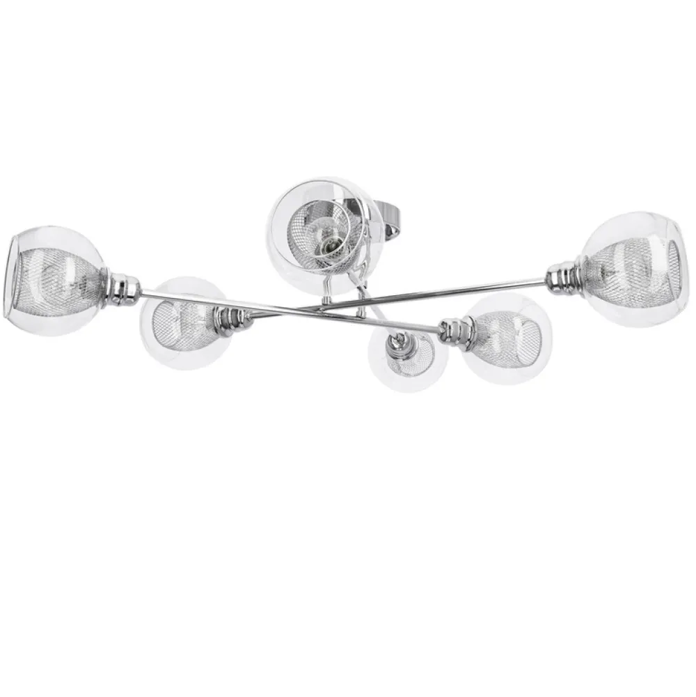 Oświetlenie Przedpokoju|Oświetlenie Jadalni>Candellux Lighting Lampa sufitowa chromowa szklany klosz z koszyczkiem 6x40W Dixi