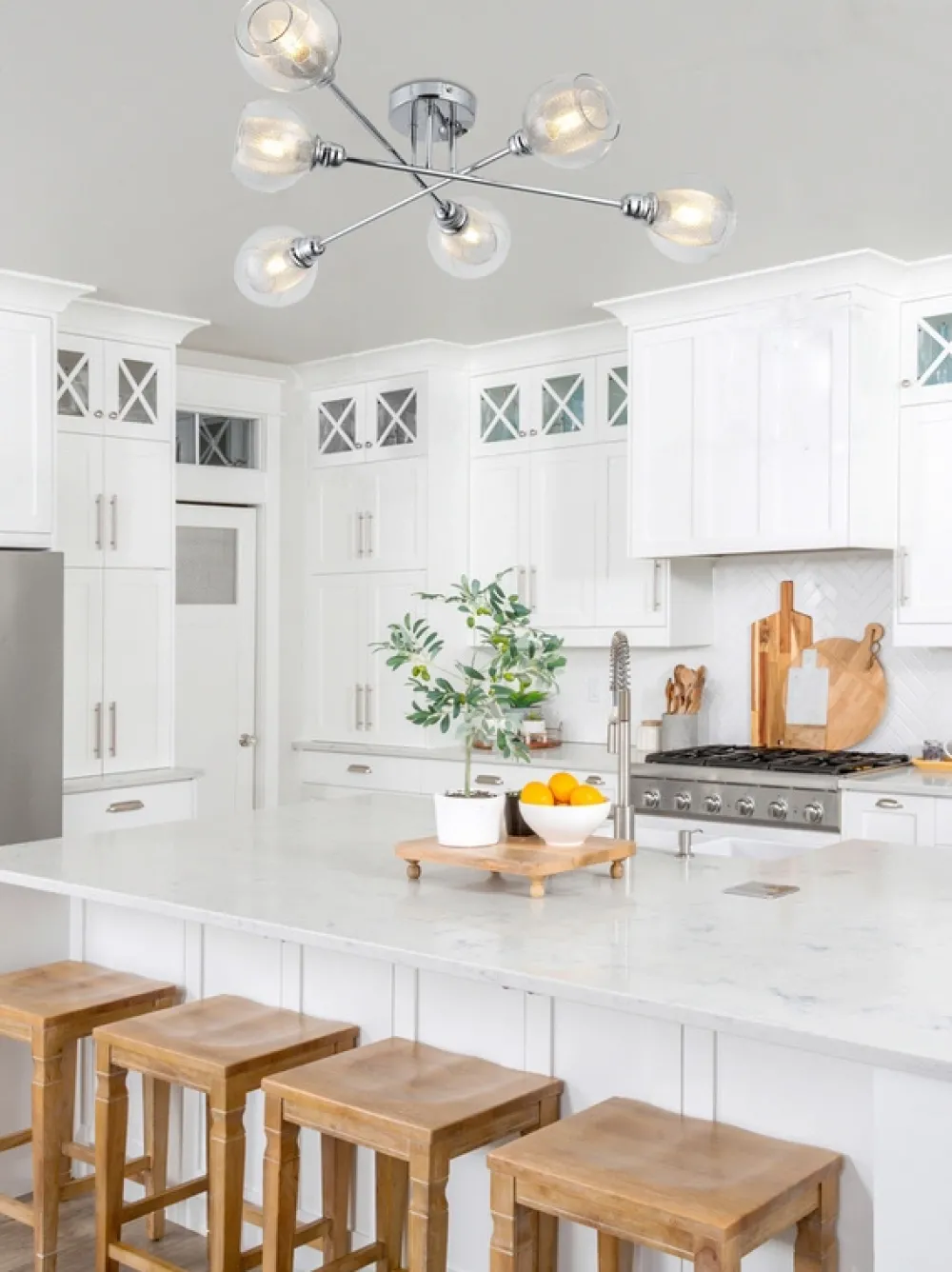 Oświetlenie Przedpokoju|Oświetlenie Jadalni>Candellux Lighting Lampa sufitowa chromowa szklany klosz z koszyczkiem 6x40W Dixi