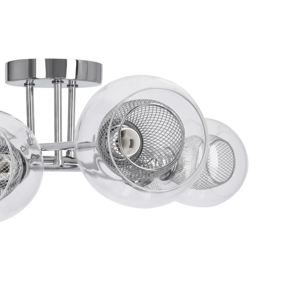 Oświetlenie Przedpokoju|Oświetlenie Jadalni>Candellux Lighting Lampa sufitowa chromowa szklany klosz z koszyczkiem 6x40W Dixi