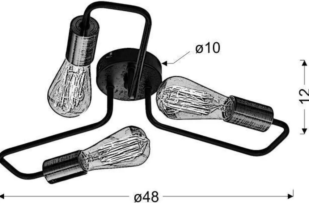 Oświetlenie Przedpokoju|Oświetlenie Jadalni>Candellux Lighting Lampa sufitowa czarna metalowa oprawka 3xE27 Herpe E27