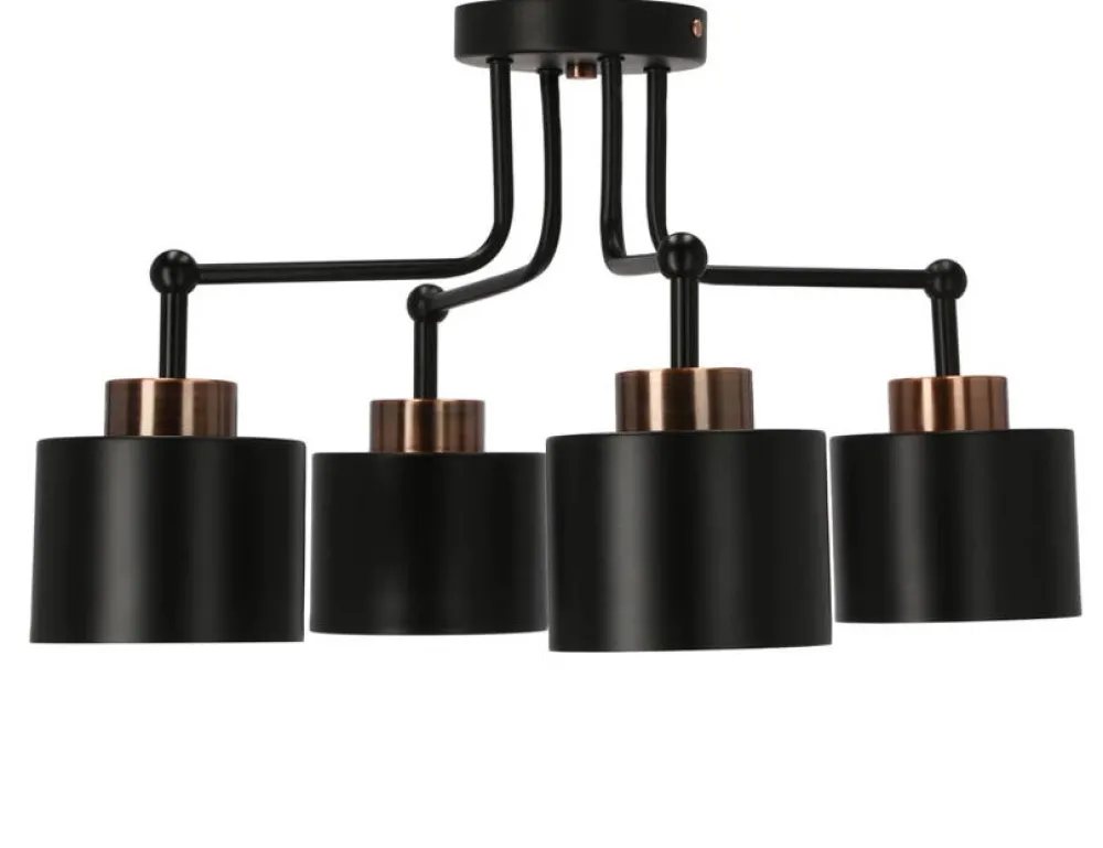 Oświetlenie Przedpokoju|Oświetlenie Jadalni>Candellux Lighting Lampa sufitowa czarna Olena 4xE27