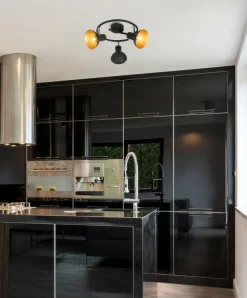 Oświetlenie Przedpokoju|Oświetlenie Jadalni>Candellux Lighting Lampa sufitowa czarna spirala 3xE27 + złoty DISO