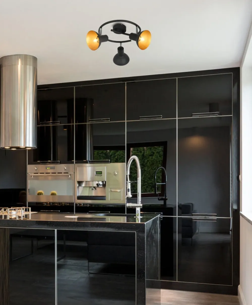 Oświetlenie Przedpokoju|Oświetlenie Jadalni>Candellux Lighting Lampa sufitowa czarna spirala 3xE27 + złoty DISO