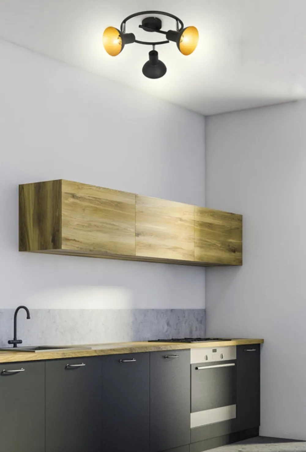 Oświetlenie Przedpokoju|Oświetlenie Jadalni>Candellux Lighting Lampa sufitowa czarna spirala 3xE27 + złoty DISO