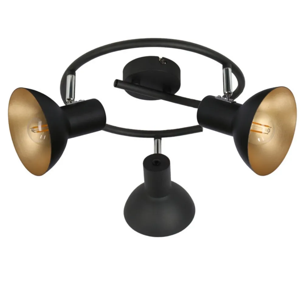 Oświetlenie Przedpokoju|Oświetlenie Jadalni>Candellux Lighting Lampa sufitowa czarna spirala 3xE27 + złoty DISO