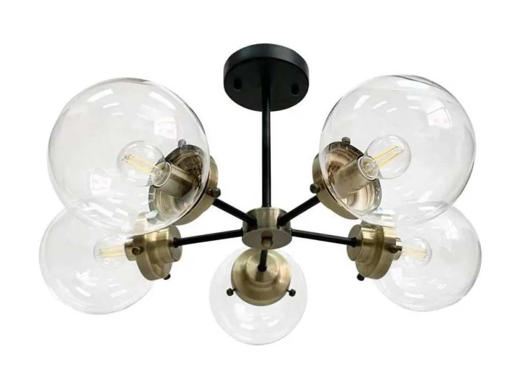 Oświetlenie Przedpokoju|Oświetlenie Jadalni>Candellux Lighting Lampa sufitowa czarna/patynowa 5xE14 Lens