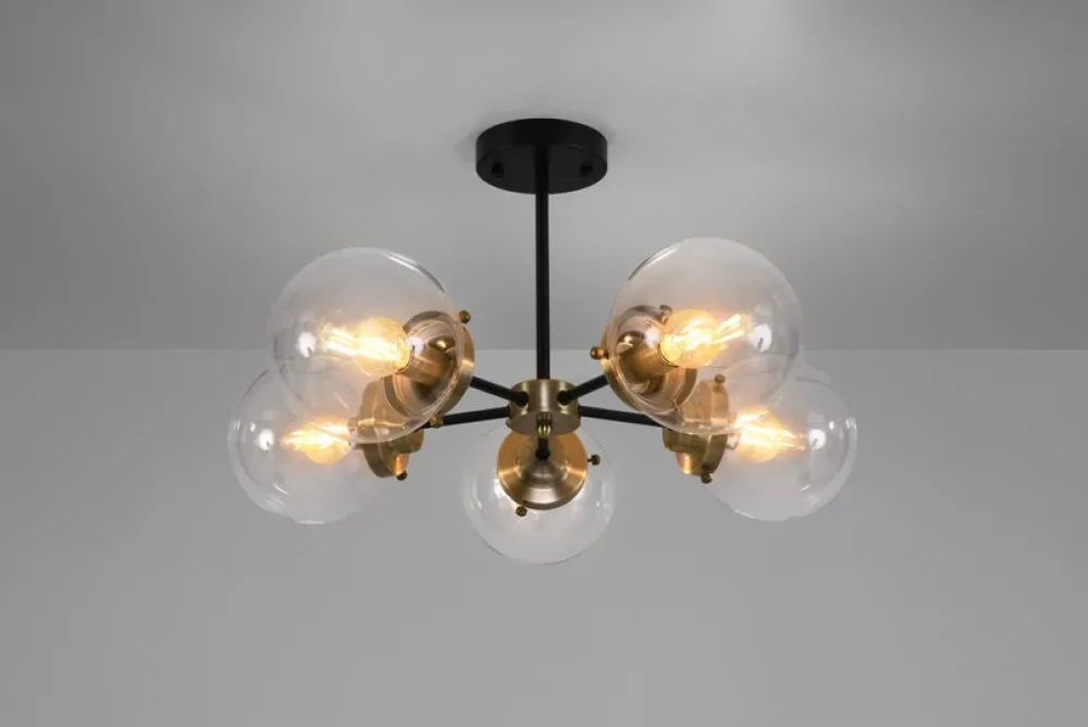 Oświetlenie Przedpokoju|Oświetlenie Jadalni>Candellux Lighting Lampa sufitowa czarna/patynowa 5xE14 Lens