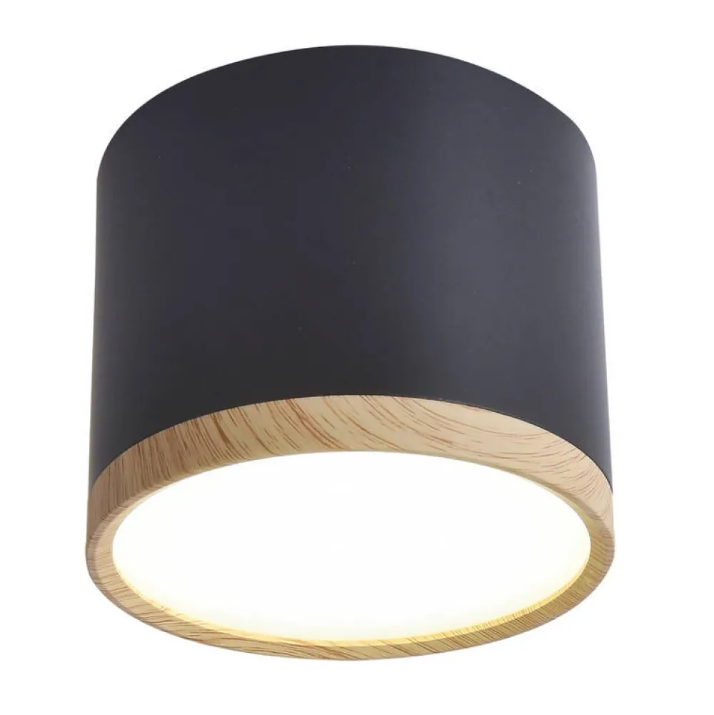Oświetlenie Przedpokoju|Oświetlenie Jadalni>Candellux Lighting Lampa sufitowa czarno-drewniana 8,8x7,5cm Tuba