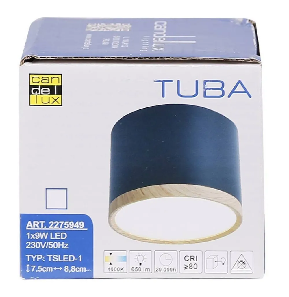 Oświetlenie Przedpokoju|Oświetlenie Jadalni>Candellux Lighting Lampa sufitowa czarno-drewniana 8,8x7,5cm Tuba